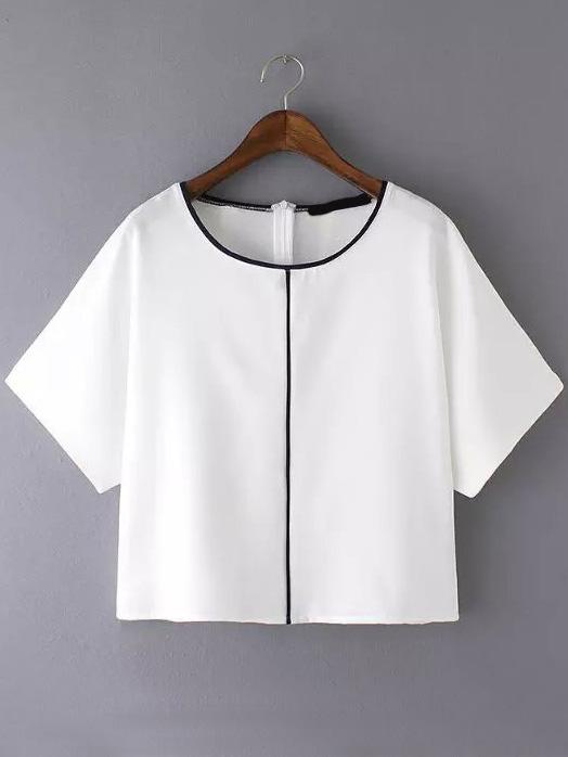 Romwe Contrast Edge White Top