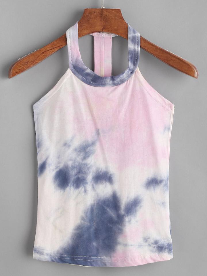 Romwe Tie Dye Racerback Tank Top