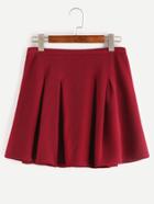 Romwe Red Zipper Back Pleated Skirt
