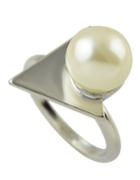 Romwe Silver Punk Style Simple Imitation Pearl Ring
