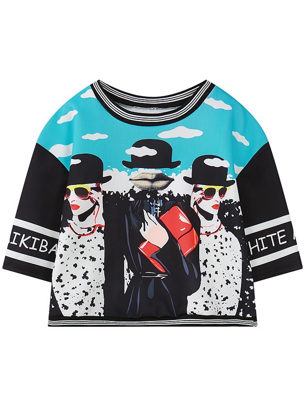 Romwe Abstract Print Loose Sweatshirt