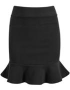 Romwe Black Bodycon Ruffle Skirt