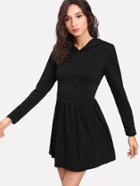 Romwe Lace Up Back Hooded Dress