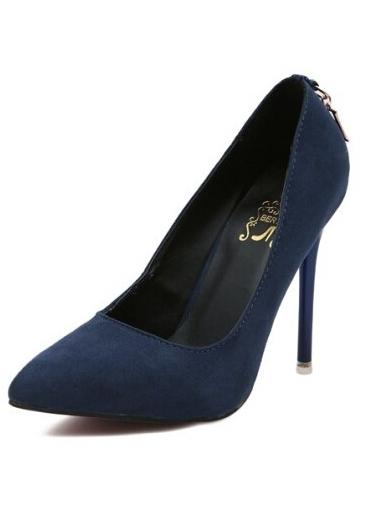 Romwe Blue Point Toe D Embellished High Heeled Pumps