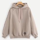 Romwe Letter Embroidery Drawstring Hoodie