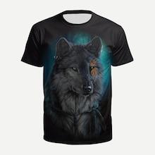 Romwe Men 3d Wolf Print Tee