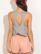 Romwe Grey Cut Out High Low Tank Top