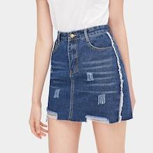 Romwe Ripped  Pocket Denim Skirt