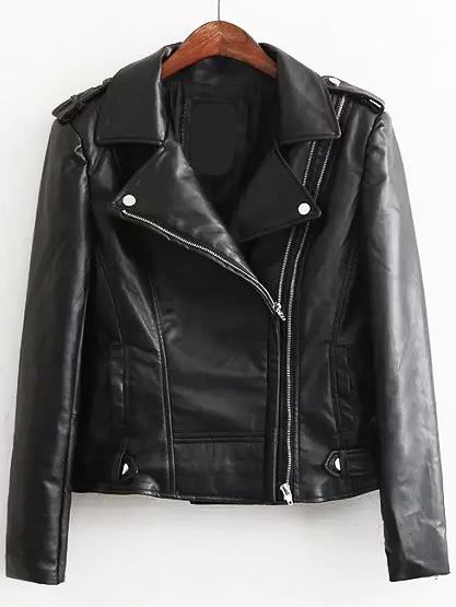 Romwe Epaulet Zipper Biker Jacket