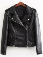Romwe Epaulet Zipper Biker Jacket
