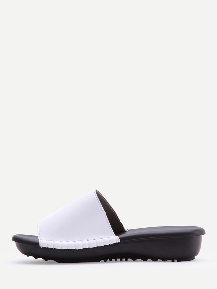 Romwe White Faux Leather Mule Slippers