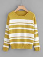 Romwe Striped Chest Pocket Sweater