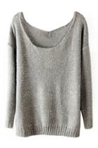 Romwe Sequined Sheer Grey Jumper