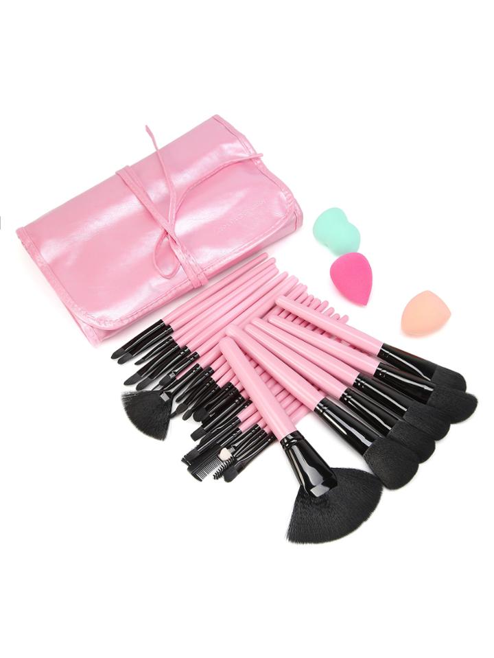 Romwe Delicate Professional Brush Set With Bag And Puff
