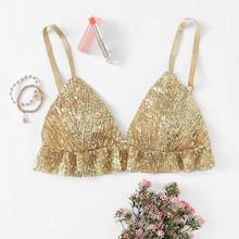 Romwe Frill Hem Sequin Cami Top