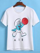 Romwe Smurf Print Loose T-shirt