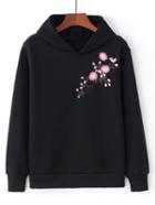 Romwe Floral Embroidered Hoodie