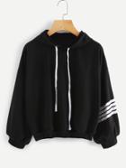 Romwe Striped Trim Sleeve Hoodie