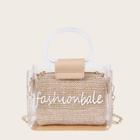 Romwe Slogan Print Clear Bag With Woven Clutch