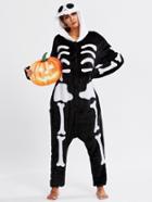 Romwe Halloween Skeleton Pj Jumpsuit
