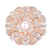 Romwe Rhinestone Engraved Round Scarf Clip