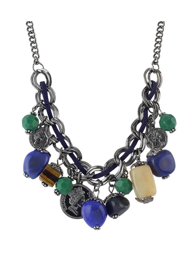 Romwe Colorful Resin Beads Coins Statement Necklace