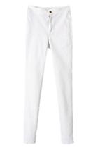 Romwe High-waisted Elastic Slim White Pants