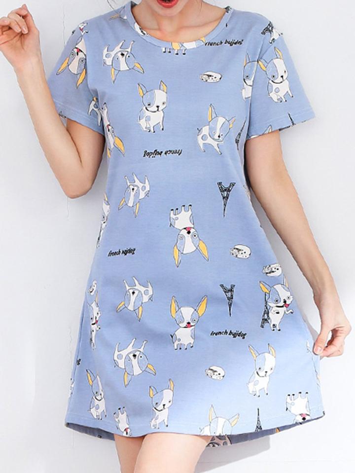 Romwe Dog Print Night Dress