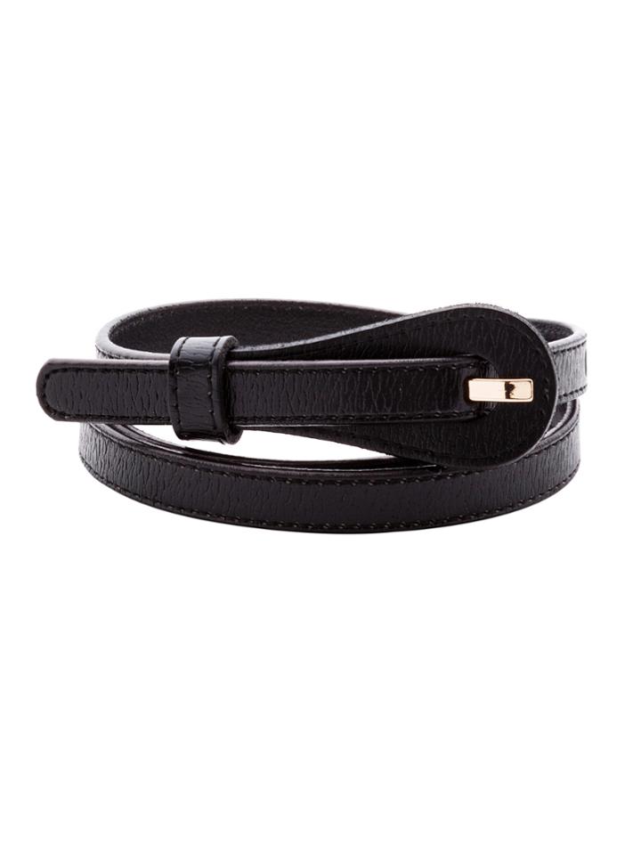 Romwe Black Buckled Stylish Skinny Belt
