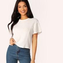 Romwe Rib-knit Drop Shoulder Tee