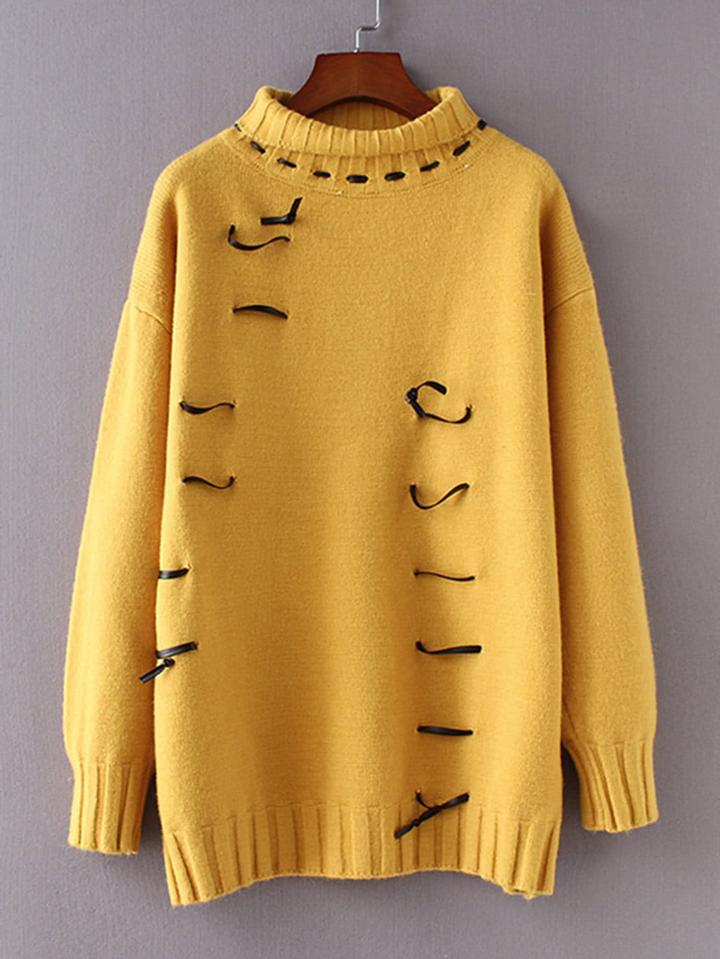 Romwe Whipstitch Drop Shoulder Sweater