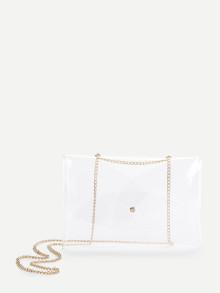 Romwe Pvc Clear Crossbody Chain Bag