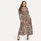 Romwe Plus Leopard Print Longline Shirt Dress