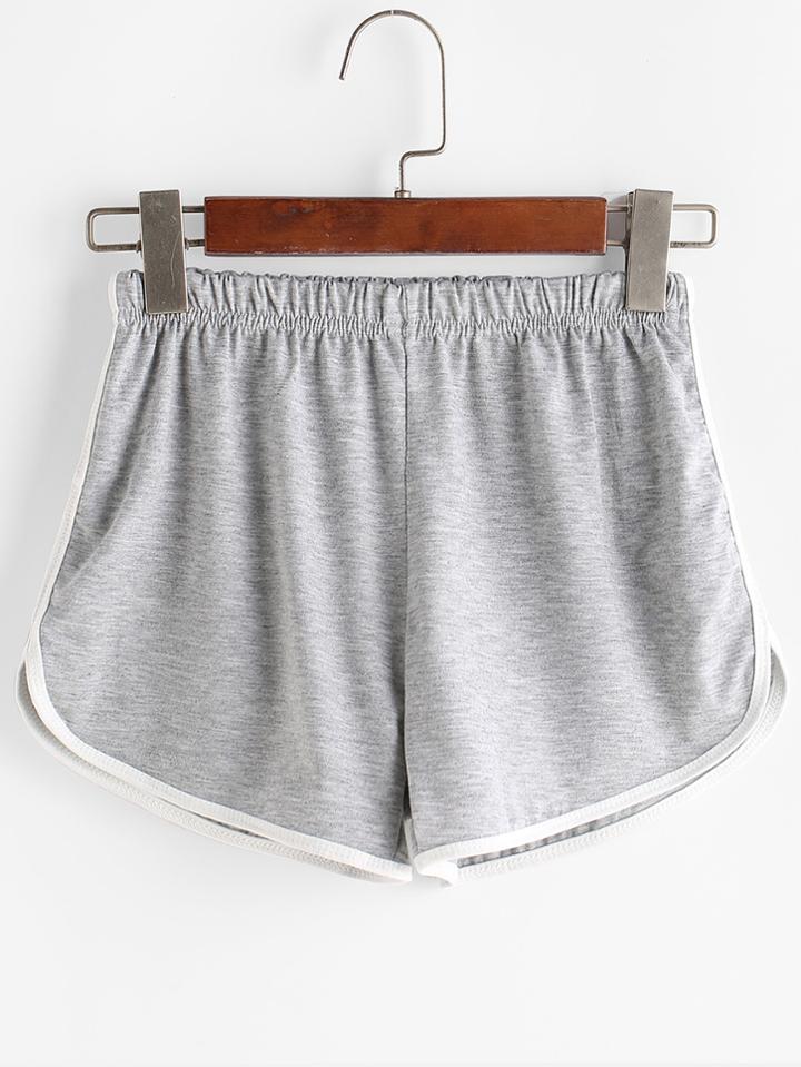 Romwe Heather Grey Contrast Trim Shorts