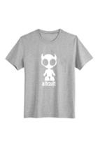 Romwe Alien Print Casual Grey T-shirt