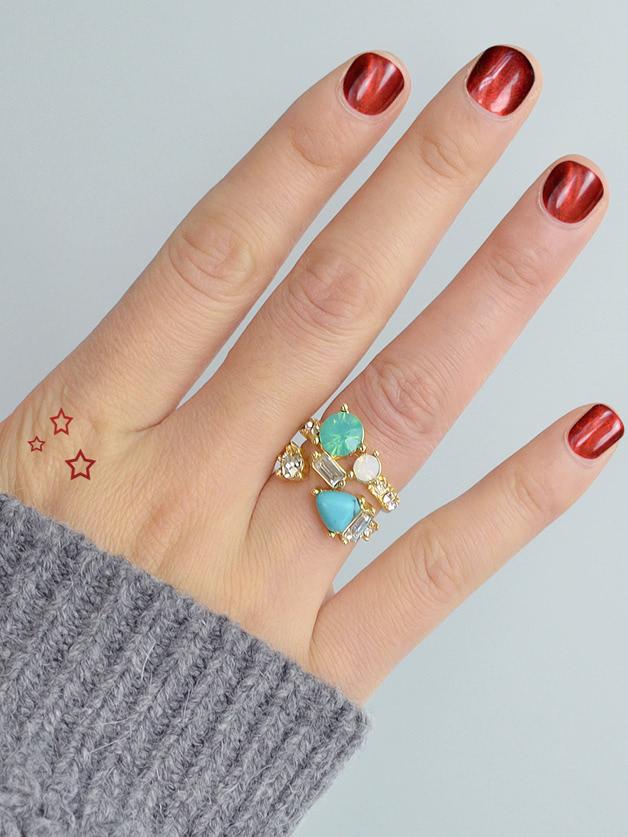 Romwe Retro Stone Ring Set