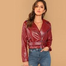 Romwe Contrast Tipped Faux Leather Jacket