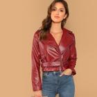Romwe Contrast Tipped Faux Leather Jacket