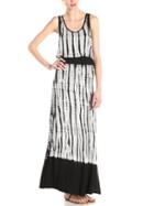 Romwe Black White Tie Dye Print Layered Tank Dress