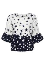 Romwe Star Print Blue Sweatshirt