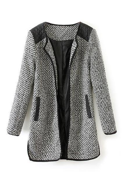 Romwe Split Open Front Grey Coat