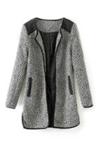 Romwe Split Open Front Grey Coat