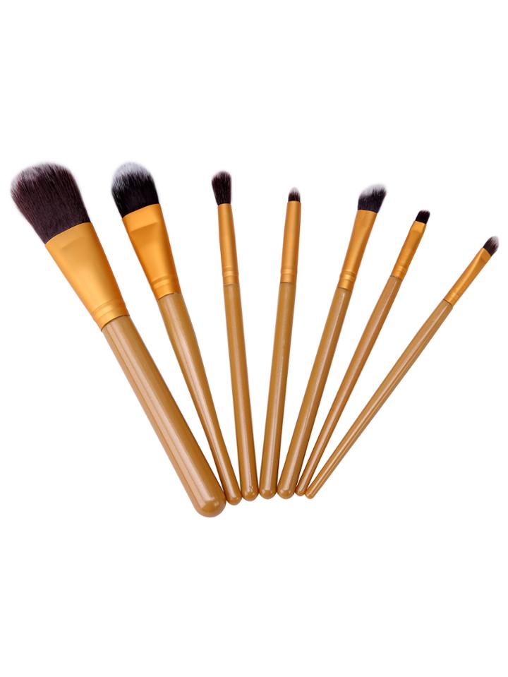 Romwe 7pcs Gold Professional Makeup Brush Set