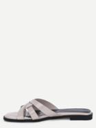 Romwe Gray Caged Open Toe Slippers