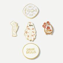 Romwe Hand & Letter Brooch Set 5pcs