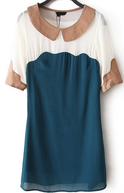 Romwe Doll Collar Dark Green Dress