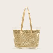 Romwe Clear Woven Tote Bag