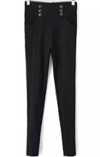 Romwe High Waist With Buttons Slim Black Legging