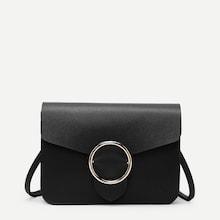 Romwe Ring Buckle Front Pu Bag