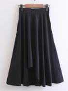 Romwe Pleated Asymmetrical Hem Skirt